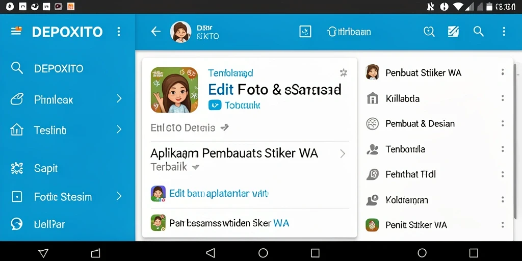 Antarmuka pengguna DEPOXITO untuk pembuat stiker WA yang intuitif dan menarik.