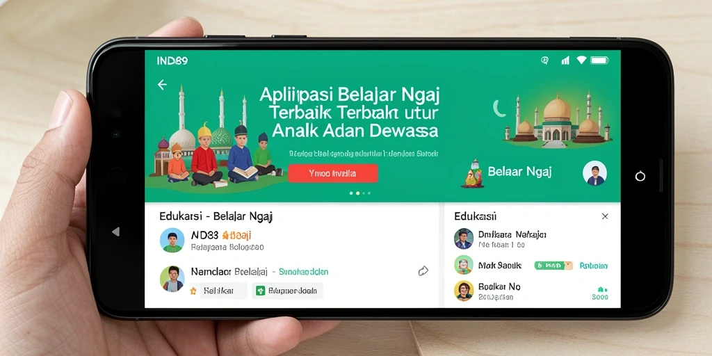 Antarmuka aplikasi IND89 yang interaktif untuk belajar ngaji.