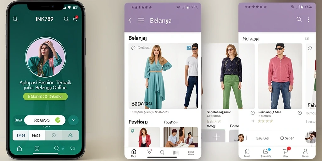 Antarmuka INK789 yang menarik dan fungsional untuk belanja fashion.