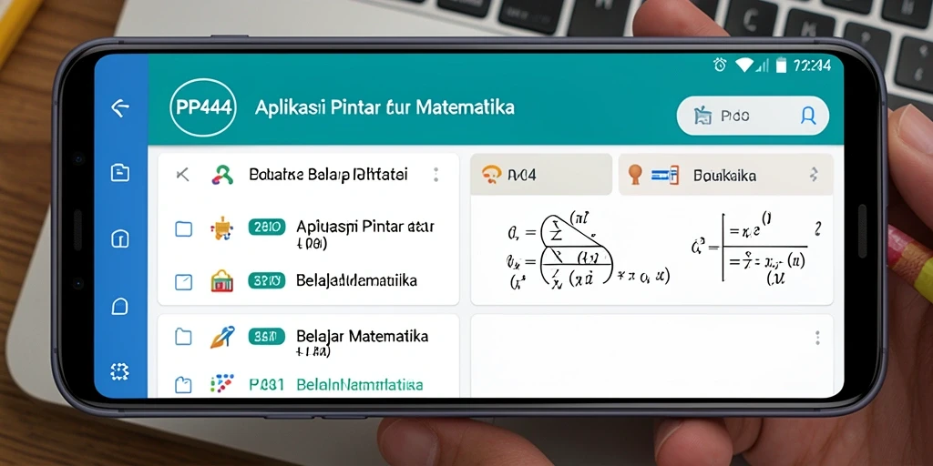 Antarmuka pengguna aplikasi Belajar Matematika PP444 yang intuitif.